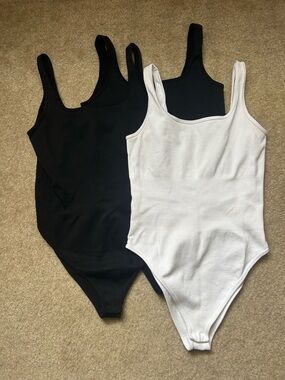 OOQ Black and White Ribbed Bodysuits 3 Pack